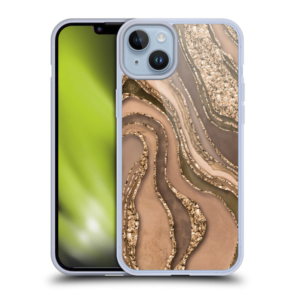 LebensArt Glamour Patterns Crystal Marble Amber Soft Gel Case for Apple iPhone 14 Plus