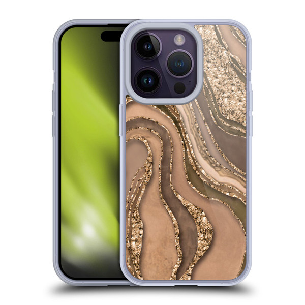 LebensArt Glamour Patterns Crystal Marble Amber Soft Gel Case for Apple iPhone 14 Pro