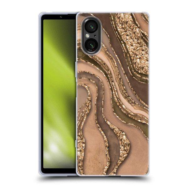 LebensArt Glamour Patterns Crystal Marble Amber Soft Gel Case for Sony Xperia 5 V 5G