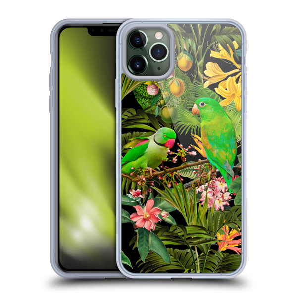 LebensArt Jungle Plants And Animals Parakeets Soft Gel Case for Apple iPhone 11 Pro Max