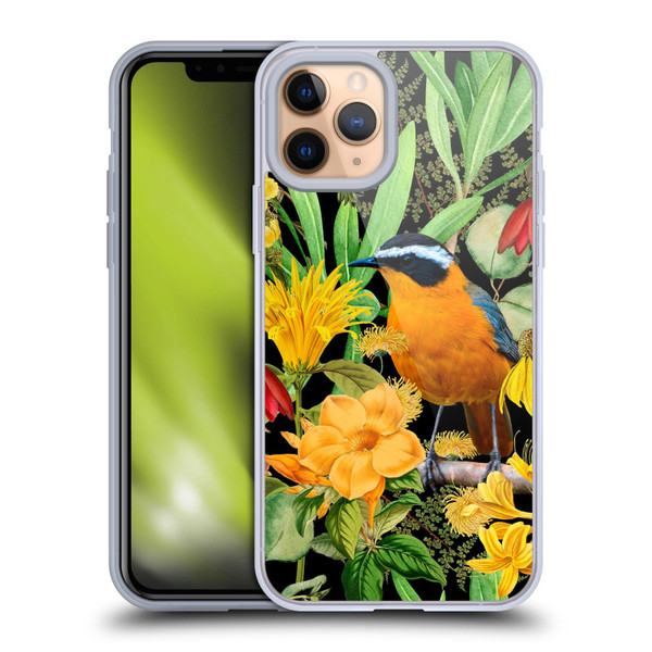 LebensArt Jungle Plants And Animals Orange Bird Elements Soft Gel Case for Apple iPhone 11 Pro