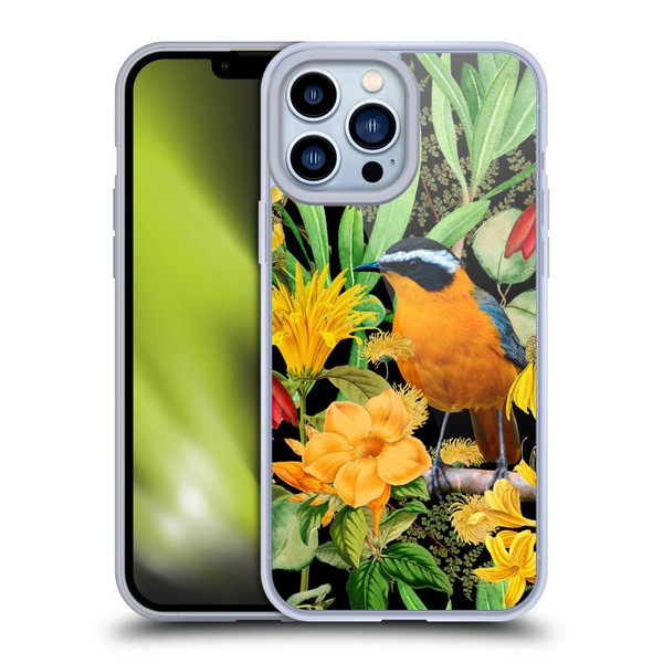 LebensArt Jungle Plants And Animals Orange Bird Elements Soft Gel Case for Apple iPhone 13 Pro Max