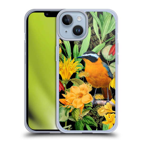 LebensArt Jungle Plants And Animals Orange Bird Elements Soft Gel Case for Apple iPhone 14