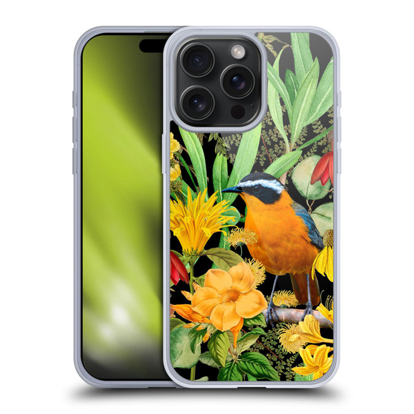 LebensArt Jungle Plants And Animals Orange Bird Elements Soft Gel Case for Apple iPhone 15 Pro Max