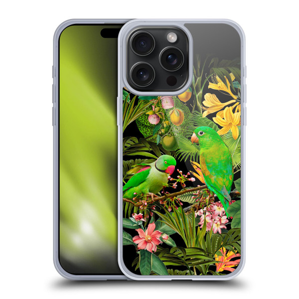LebensArt Jungle Plants And Animals Parakeets Soft Gel Case for Apple iPhone 15 Pro Max