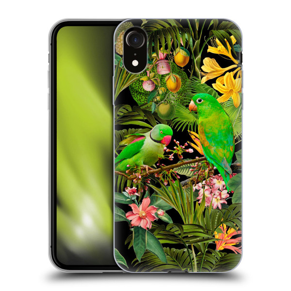 LebensArt Jungle Plants And Animals Parakeets Soft Gel Case for Apple iPhone XR