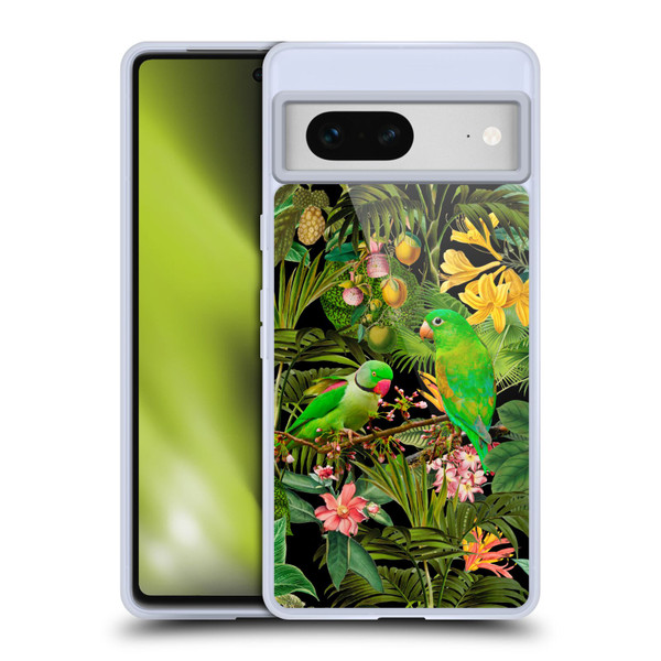LebensArt Jungle Plants And Animals Parakeets Soft Gel Case for Google Pixel 7