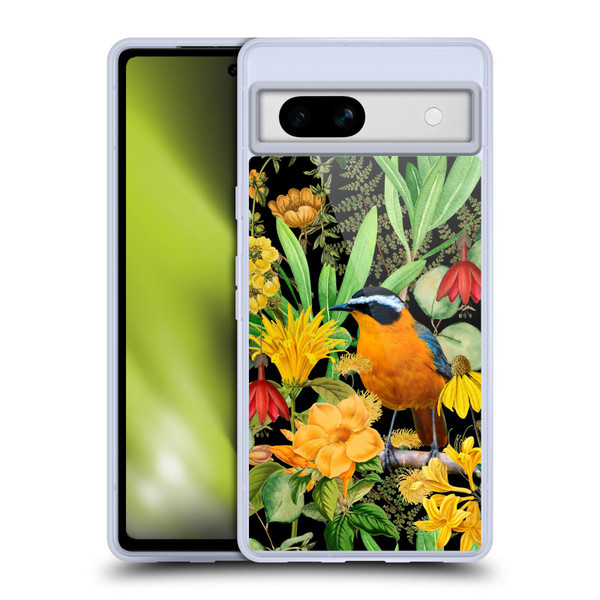 LebensArt Jungle Plants And Animals Orange Bird Elements Soft Gel Case for Google Pixel 7a