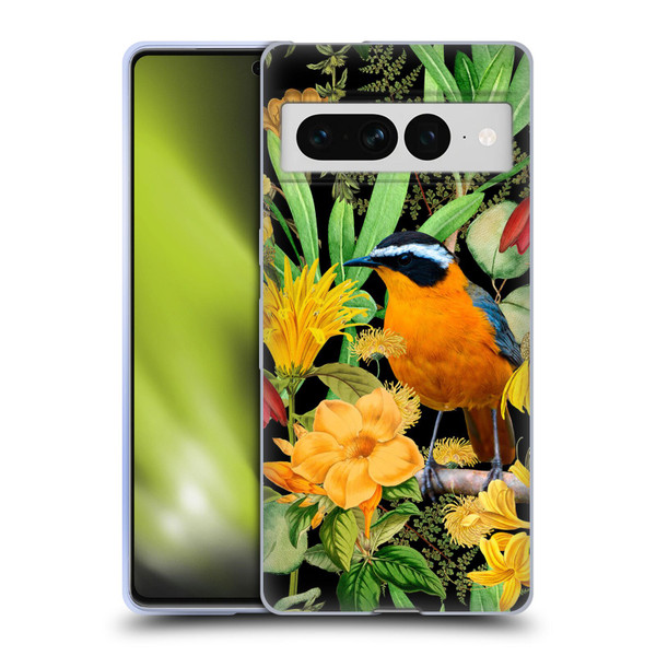 LebensArt Jungle Plants And Animals Orange Bird Elements Soft Gel Case for Google Pixel 7 Pro