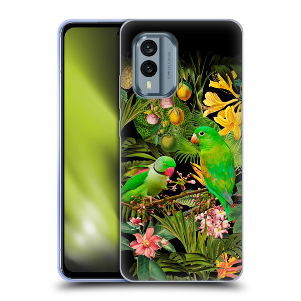 LebensArt Jungle Plants And Animals Parakeets Soft Gel Case for Nokia X30