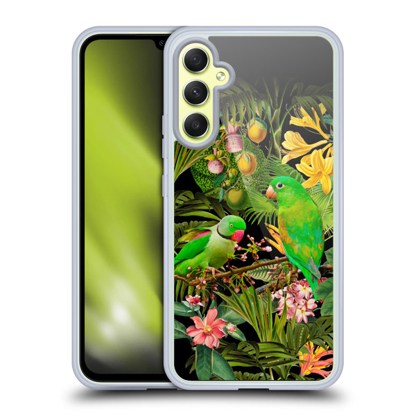 LebensArt Jungle Plants And Animals Parakeets Soft Gel Case for Samsung Galaxy A34 5G