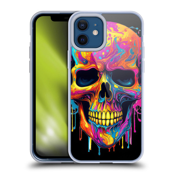 LebensArt Mix Art Rainbow Skull Soft Gel Case for Apple iPhone 12 / iPhone 12 Pro