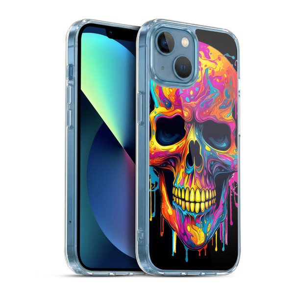 LebensArt Mix Art Rainbow Skull Soft Gel Case for Apple iPhone 13 Mini & MagSafe