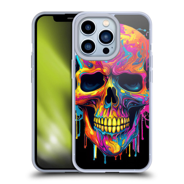 LebensArt Mix Art Rainbow Skull Soft Gel Case for Apple iPhone 13 Pro