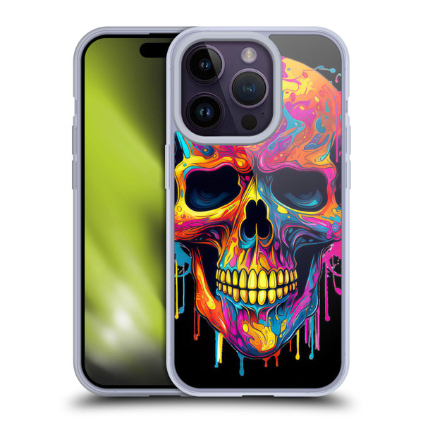 LebensArt Mix Art Rainbow Skull Soft Gel Case for Apple iPhone 14 Pro