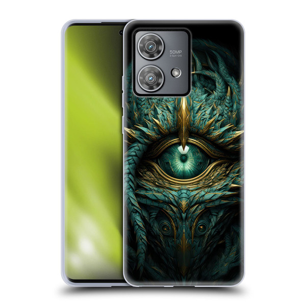 LebensArt Mix Art Teal Green Dragon Eye Soft Gel Case for Motorola Edge 40 Neo 5G