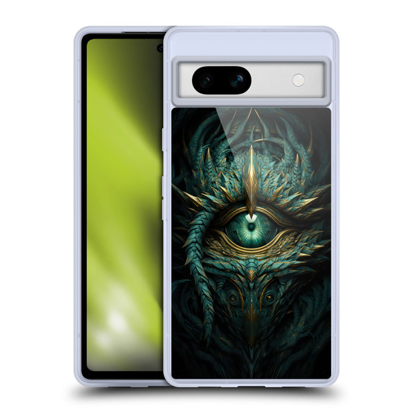 LebensArt Mix Art Teal Green Dragon Eye Soft Gel Case for Google Pixel 7a