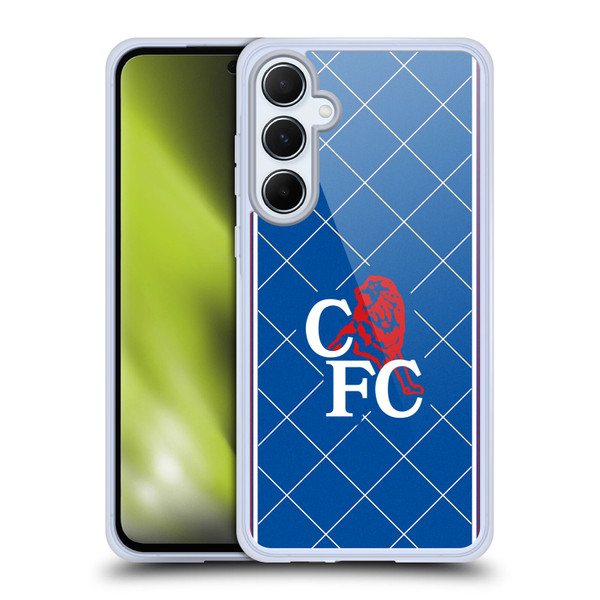 Chelsea Football Club Retro Kit and Stadium 1988 Home Soft Gel Case for Samsung Galaxy A55 5G