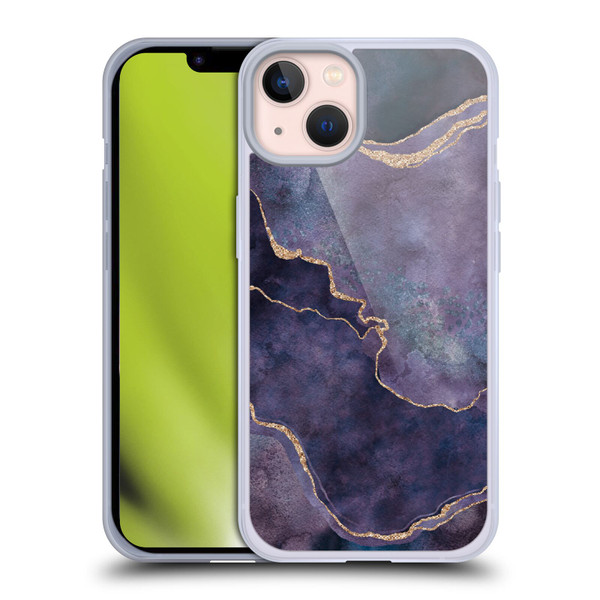 LebensArt Mineral Marble Purple Soft Gel Case for Apple iPhone 13
