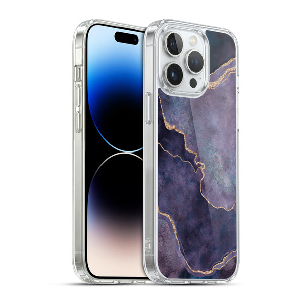LebensArt Mineral Marble Purple Soft Gel Case for Apple iPhone 14 Pro Max & MagSafe