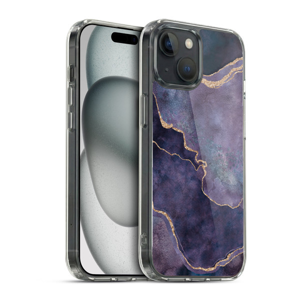 LebensArt Mineral Marble Purple Soft Gel Case for Apple iPhone 15 & MagSafe