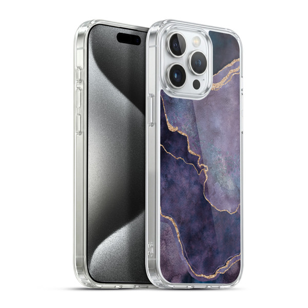 LebensArt Mineral Marble Purple Soft Gel Case for Apple iPhone 15 Pro Max & MagSafe