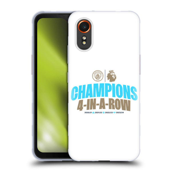 Manchester City Man City FC 2024 Premier League Champions 4 In A Row Light Soft Gel Case for Samsung Galaxy Xcover7 5G