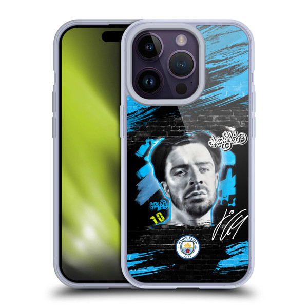 Manchester City Man City FC Graffiti Collection by Murwalls Jack Grealish Soft Gel Case for Apple iPhone 14 Pro