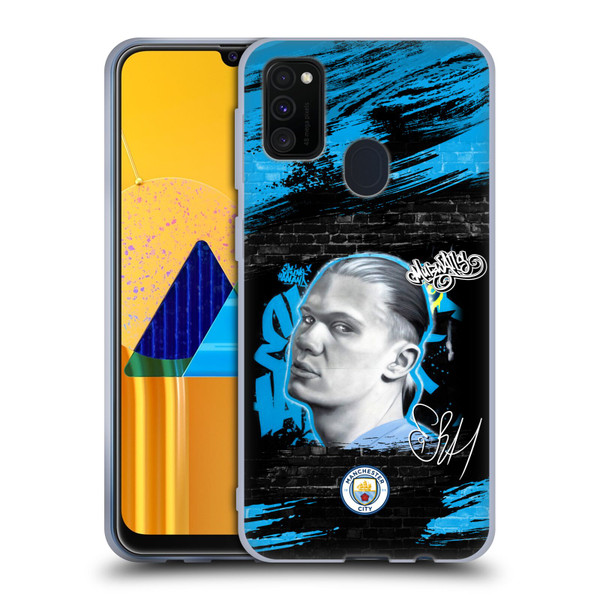 Manchester City Man City FC Graffiti Collection by Murwalls Erling Haaland Soft Gel Case for Samsung Galaxy M30s (2019)/M21 (2020)