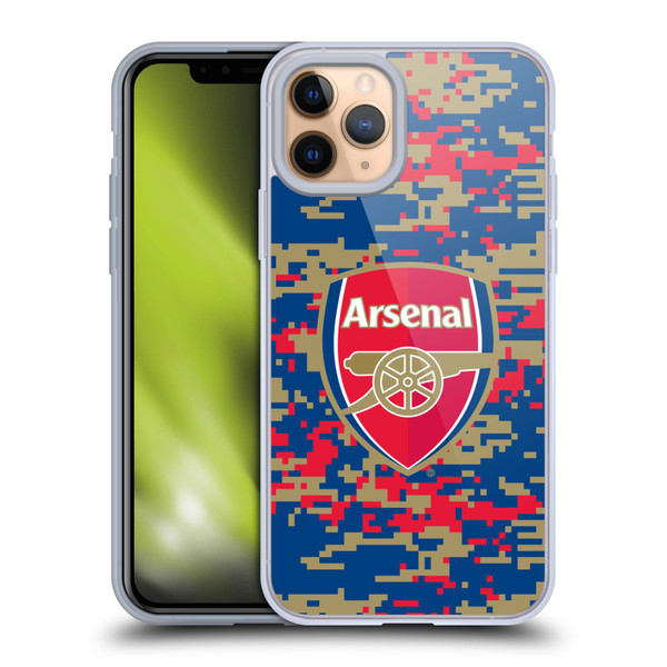 Arsenal FC Crest Patterns Digital Camouflage Soft Gel Case for Apple iPhone 11 Pro & MagSafe