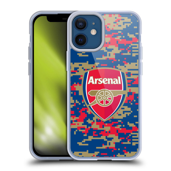 Arsenal FC Crest Patterns Digital Camouflage Soft Gel Case for Apple iPhone 12 Mini & MagSafe