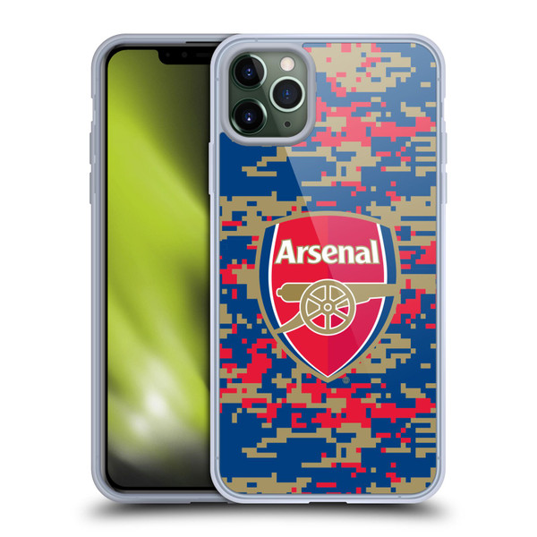 Arsenal FC Crest Patterns Digital Camouflage Soft Gel Case for Apple iPhone 11 Pro Max & MagSafe