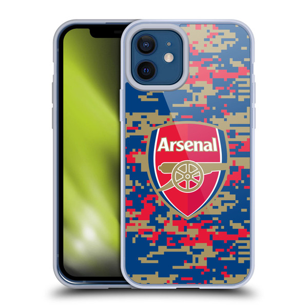 Arsenal FC Crest Patterns Digital Camouflage Soft Gel Case for Apple iPhone 12 / iPhone 12 Pro & MagSafe