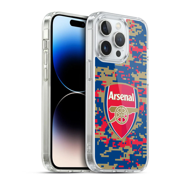 Arsenal FC Crest Patterns Digital Camouflage Soft Gel Case for Apple iPhone 14 Pro & MagSafe