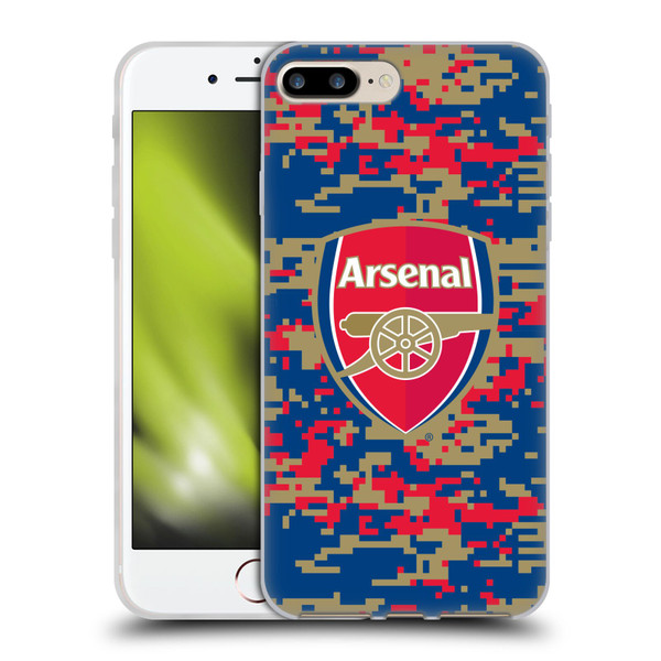 Arsenal FC Crest Patterns Digital Camouflage Soft Gel Case for Apple iPhone 7 Plus / iPhone 8 Plus & MagSafe