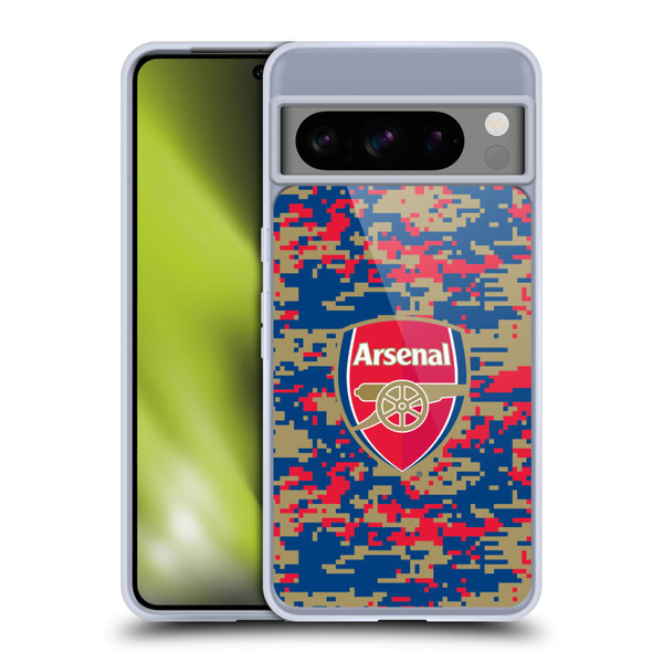 Arsenal FC Crest Patterns Digital Camouflage Soft Gel Case for Google Pixel 8 Pro