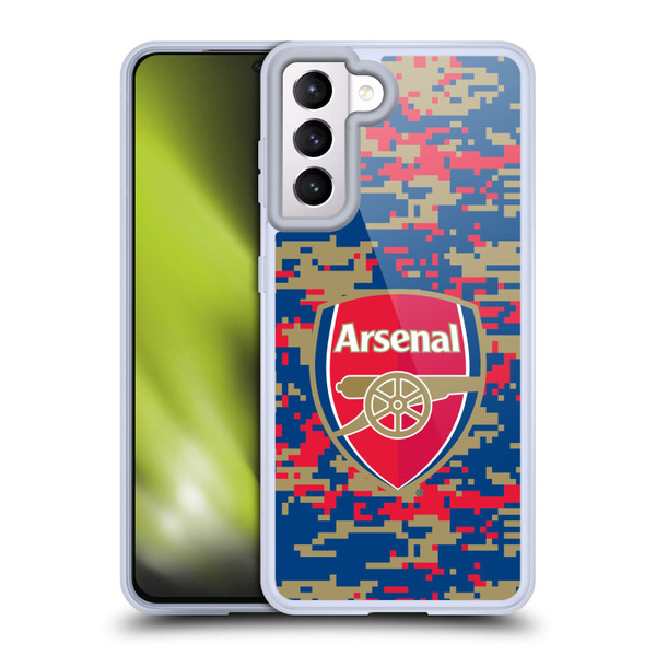 Arsenal FC Crest Patterns Digital Camouflage Soft Gel Case for Samsung Galaxy S21 5G