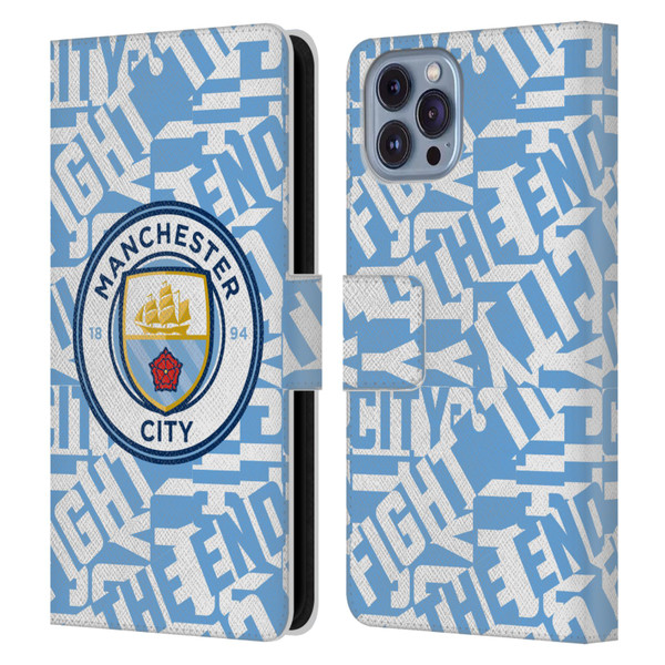 Manchester City Man City FC Graphics Sky Blue Pattern Fight Leather Book Wallet Case Cover For Apple iPhone 14