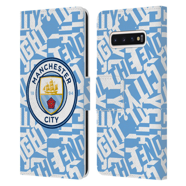 Manchester City Man City FC Graphics Sky Blue Pattern Fight Leather Book Wallet Case Cover For Samsung Galaxy S10