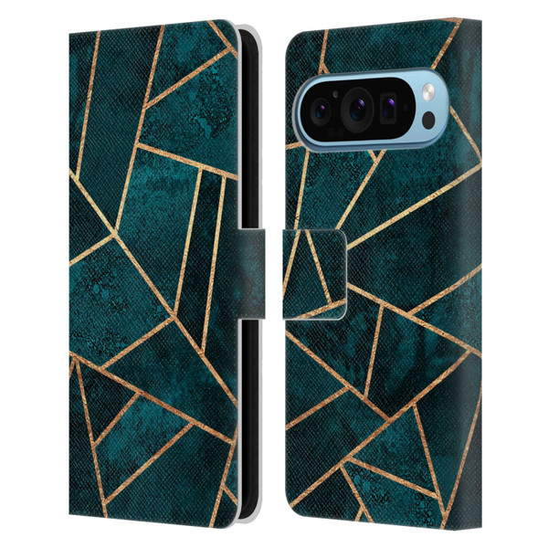 Elisabeth Fredriksson Sparkles Deep Teal Stone Leather Book Wallet Case Cover For Google Pixel 9 / Pixel 9 Pro