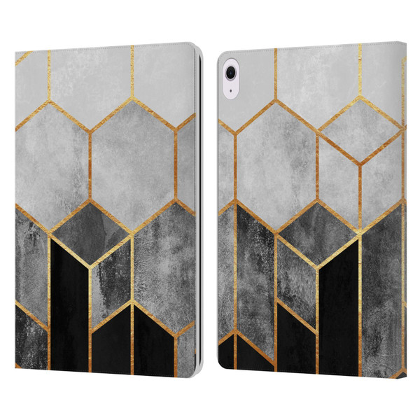 Elisabeth Fredriksson Sparkles Charcoal Hexagons Leather Book Wallet Case Cover For Apple iPad Air 13 2024