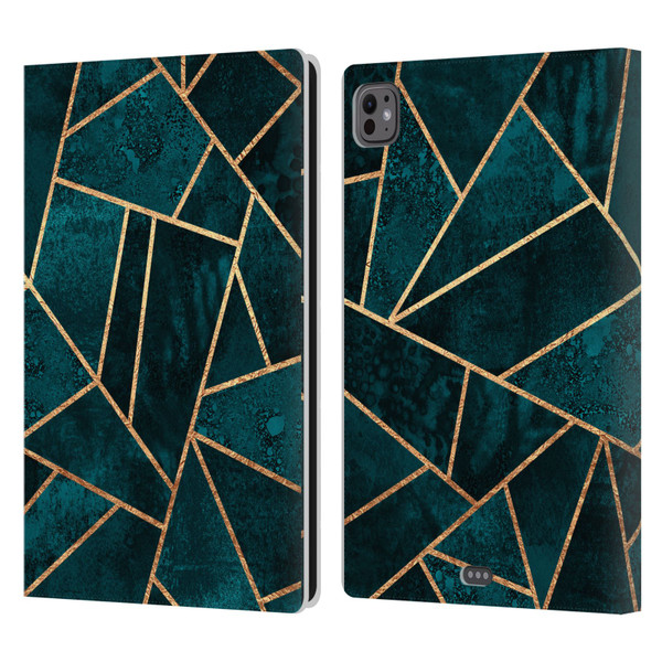 Elisabeth Fredriksson Sparkles Deep Teal Stone Leather Book Wallet Case Cover For Apple iPad Pro 11 M4 2024