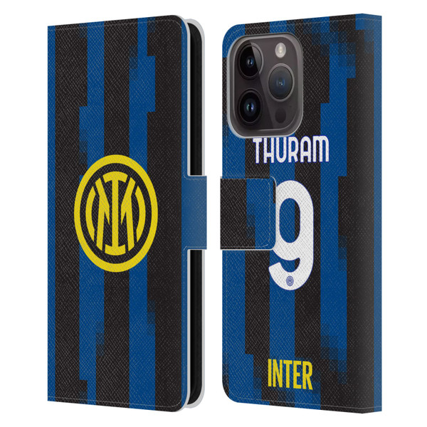 Fc Internazionale Milano 2023/24 Players Home Kit Marcus Thuram Leather Book Wallet Case Cover For Apple iPhone 15 Pro