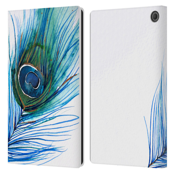 Mai Autumn Feathers Peacock Leather Book Wallet Case Cover For Amazon Fire Max 11 2023