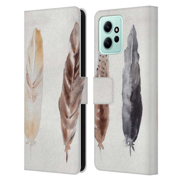Mai Autumn Feathers Pattern Leather Book Wallet Case Cover For Xiaomi Redmi 12