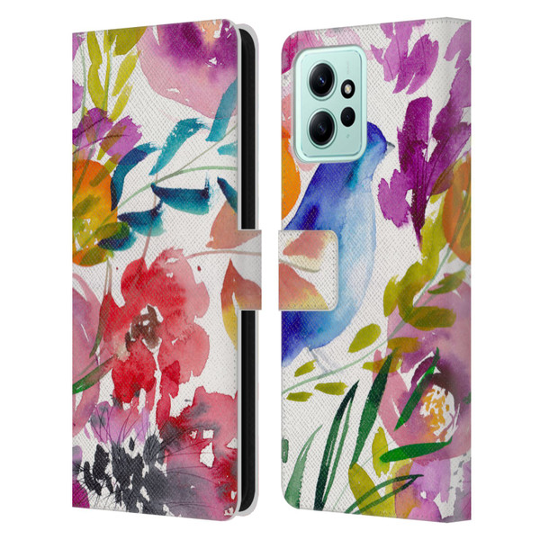 Mai Autumn Floral Garden Bluebird Leather Book Wallet Case Cover For Xiaomi Redmi 12