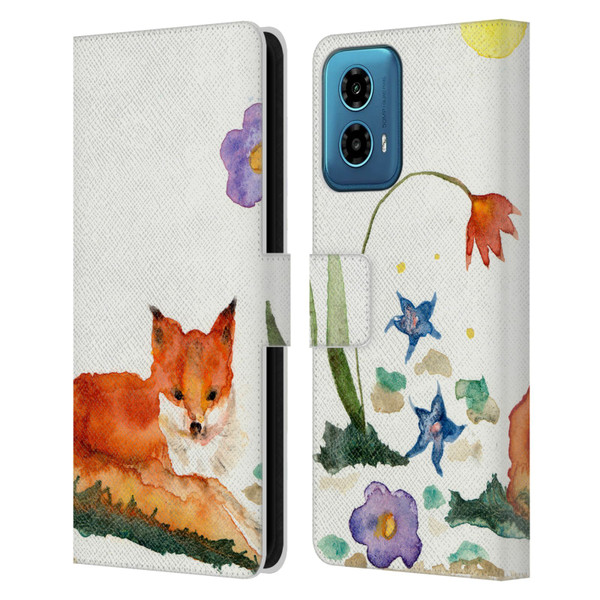 Wyanne Animals Little Fox In The Garden Leather Book Wallet Case Cover For Motorola Moto G34 5G