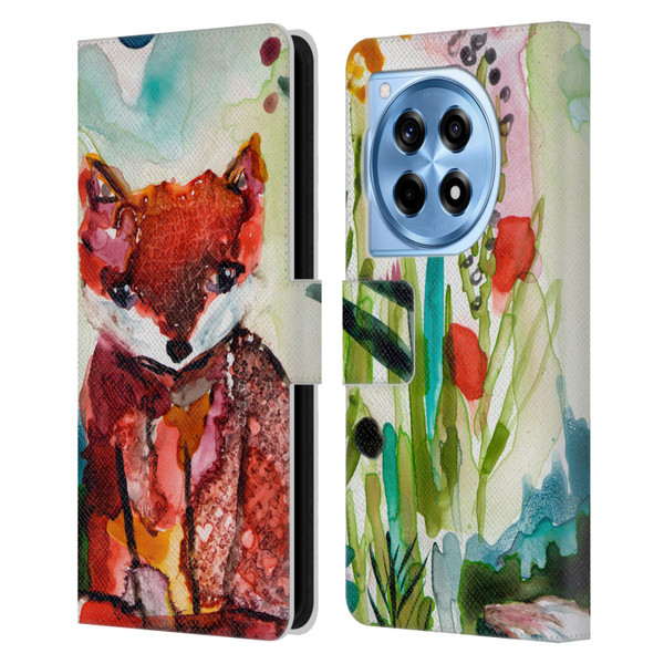 Wyanne Animals Baby Fox In The Garden Leather Book Wallet Case Cover For OnePlus 12R