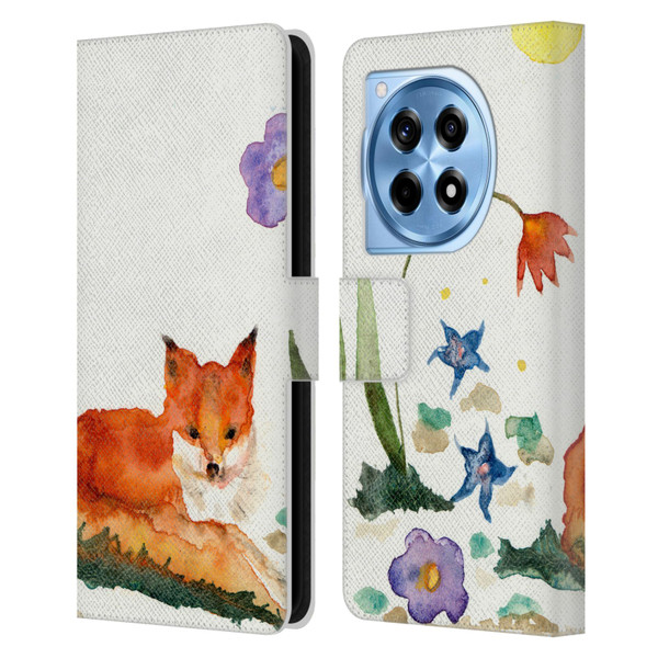 Wyanne Animals Little Fox In The Garden Leather Book Wallet Case Cover For OnePlus 12R