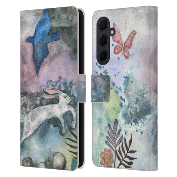 Wyanne Animals Bird and Rabbit Leather Book Wallet Case Cover For Samsung Galaxy A35 5G